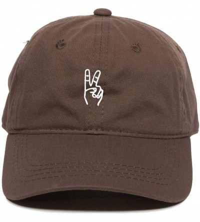 Baseball Caps Peace Sign Baseball Cap Embroidered Cotton Adjustable Dad Hat - Brown - CW18ONQDXKM $13.36
