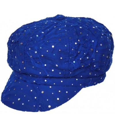 Newsboy Caps Womens Soft Sequin Newsboy Chemo Hat with Stretch Band- Fitted- for Cancer Hair Loss - 07- Royal Blue - CU11BHBS...