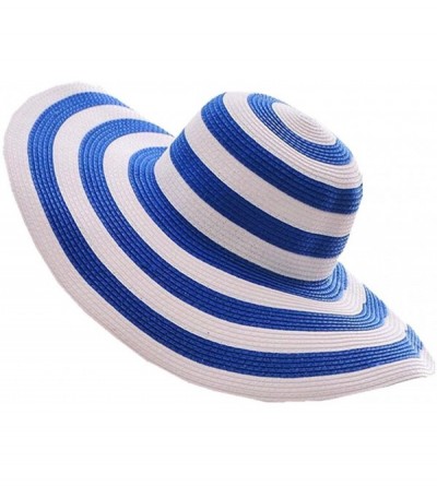 Sun Hats Women Straw Hat Sun Visor Sun Summer Beach Caps Wide Brim - Blue - CK11ZAWLIF5 $10.70