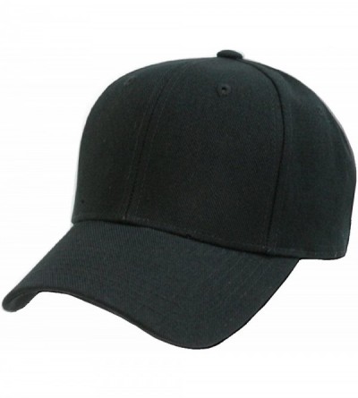 Baseball Caps Plain Solid Fitted Acrylic Baseball Cap Black (Size 7 5/8) - CI110QT7MPN $20.67