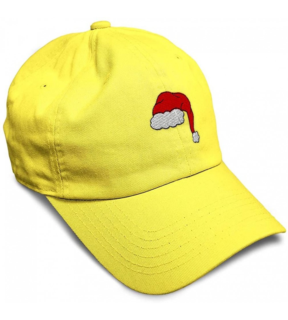 Baseball Caps Custom Soft Baseball Cap Santa Hat Embroidery Dad Hats for Men & Women - Yellow - CI18SLZIYLE $12.14