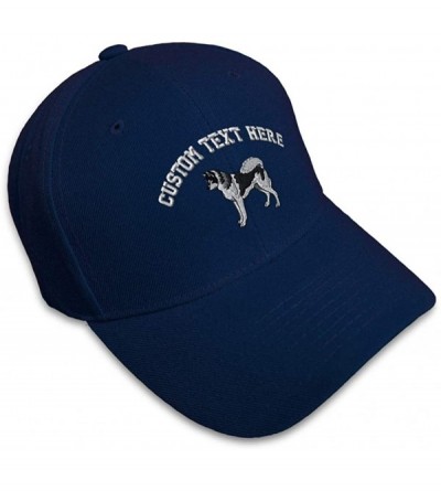 Baseball Caps Custom Baseball Cap Siberian Husky Dog B Embroidery Dad Hats for Men & Women - Navy - CL18SDIO6LI $26.24