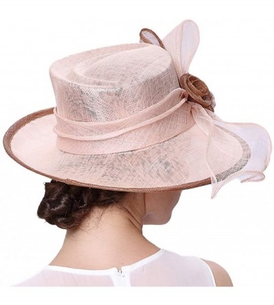 Sun Hats Women 3 Layers Sinamay Kentucky Derby Church Sun Summer Hats - Champagne Brown - CW12FZF07OF $39.81