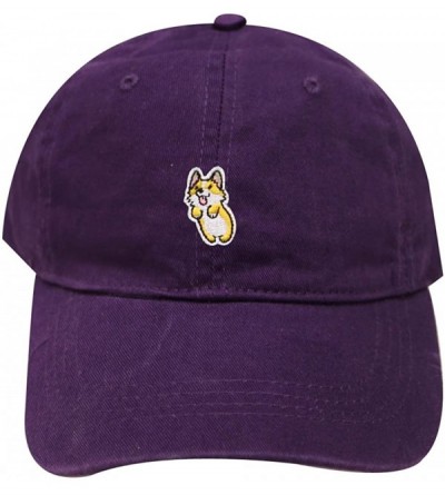 Baseball Caps Cute Welsi Corgi Cotton Baseball Dad Caps - Purple - CX185WHLE4A $12.68