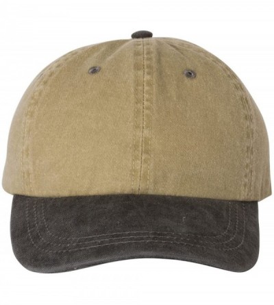 Baseball Caps Pigment Dyed Cotton Twill Cap - Khaki/Black - C018897UZXA $8.41