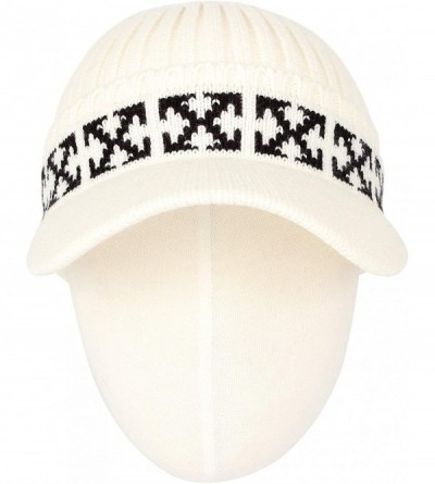 Skullies & Beanies Winter Knit Visor Beanie Hat Baseball Watch Cap CRQ1102 - Ivory - CE18KH6KDY3 $14.39