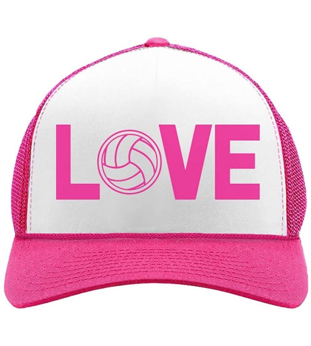 Baseball Caps Love Volleyball for Volleyball Fans/Player Trucker Hat Mesh Cap - Wow Pink/White - C9185A4W9Q9 $15.26