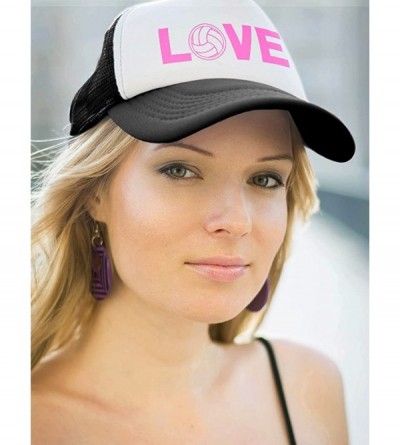 Baseball Caps Love Volleyball for Volleyball Fans/Player Trucker Hat Mesh Cap - Wow Pink/White - C9185A4W9Q9 $15.26
