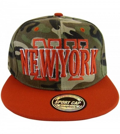Baseball Caps New York Men's Camouflage Adjustable Snapback Baseball Cap - Red - CK17YG9CT7M $14.23
