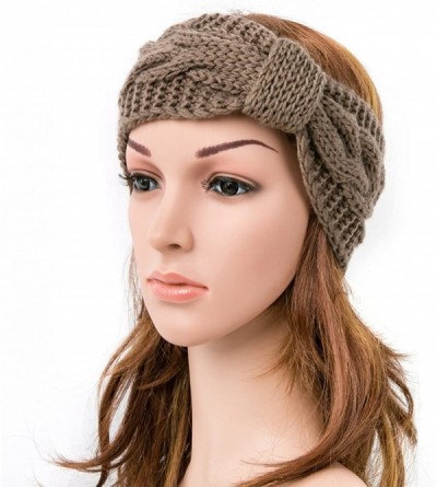 Cold Weather Headbands Women's Chunky Cable Knitted Turban Headband Ear Warmer Head Wrap - 1 Brown - CP12B1O8V51 $12.52