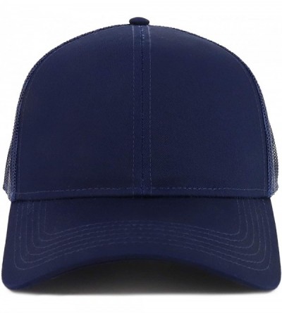 Baseball Caps XXL Oversize High Crown Adjustable Plain Mesh Back Trucker Baseball Cap - Navy - CR18W8Z5SR8 $16.44