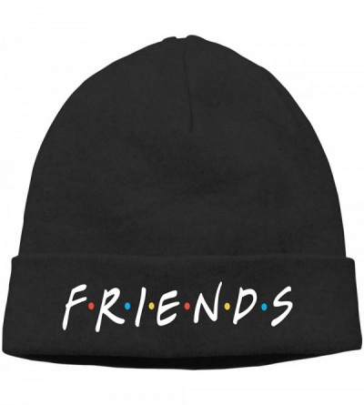 Skullies & Beanies Mens Beanie Hat Winter Warm Skull Cap Friends TV Show Logo - Black - CB18MHECK24 $20.95