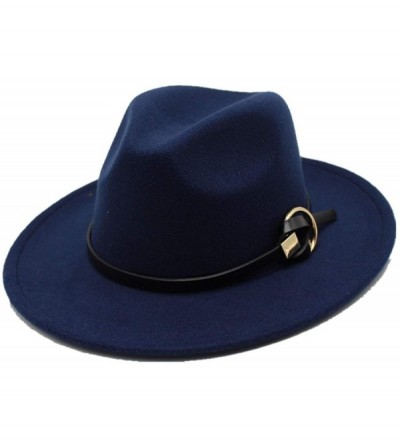 Fedoras Fedoras Hats for Women Men Felt Metal Belt Trilby Hats Wide Brim Adjustable Fedora Jazz Hat Caps - Army Green - CB18N...