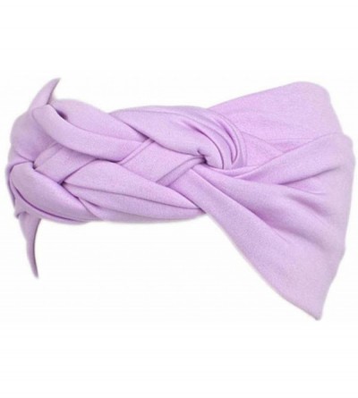 Headbands Elastic Headband- Boho Turban Warp Wide Hair Bands - Purple - CH18E7L023Q $9.95