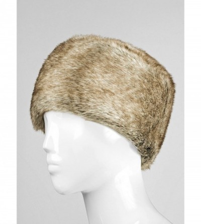Bomber Hats Women's Fur Hat Russian Cossack Made of Faux Rabbit Fur - Grey With Brown - C6187Y8MNQZ $17.29