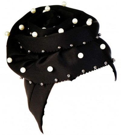 Skullies & Beanies Women Stretchy Turban Muslim Hat Headband Wrap Adult HeadWraps for Women - Black - C118UNQW4CX $8.40