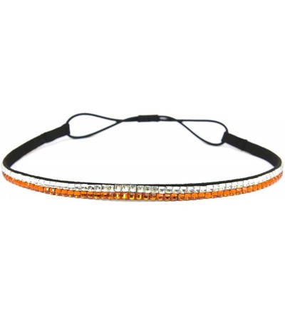 Headbands Two Row Rhinestone Elastic Stretch Headband Accessory - Clear Orange - CT11D0HMA9P $9.48