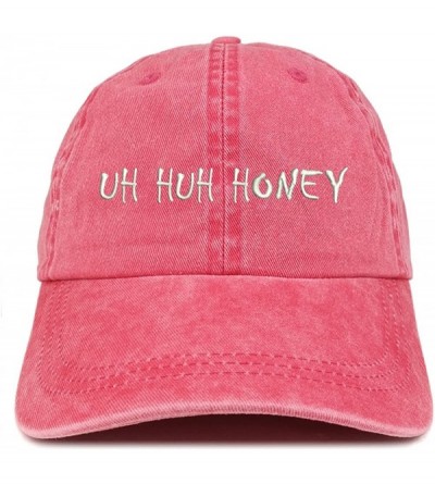 Baseball Caps Uh Huh Honey Embroidered Washed Cotton Adjustable Cap - Red - CD12IFNO4MZ $14.21