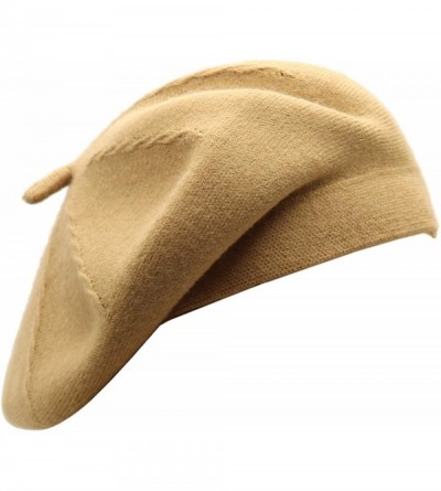 Berets French Beret Hat-Reversible Solid Color Cashmere Beret Cap for Womens Girls Lady Adults - Camel1 - CR18KEL79QC $18.67