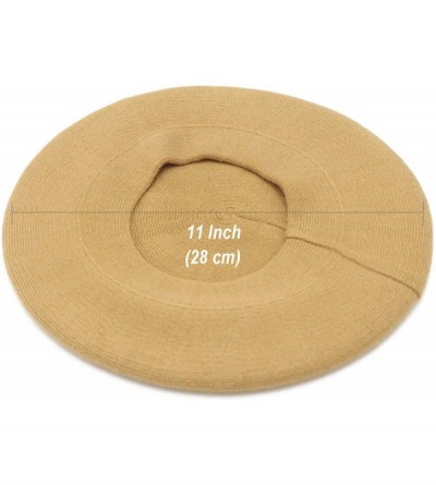 Berets French Beret Hat-Reversible Solid Color Cashmere Beret Cap for Womens Girls Lady Adults - Camel1 - CR18KEL79QC $18.67