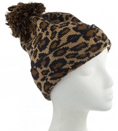 Skullies & Beanies Leopard Winter Pom Pom Beanie Hat - C912N5LUAY5 $10.07