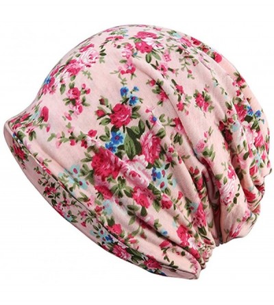 Skullies & Beanies Chemo Caps Cancer Headwear Infinity Scarf for Women - 2pack Pink/Navy Flower - CX18T27IA8Z $13.79