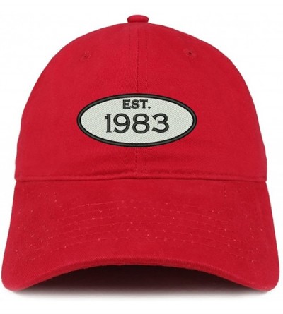 Baseball Caps Established 1983 Embroidered 37th Birthday Gift Soft Crown Cotton Cap - Red - C9182KOLX88 $20.57