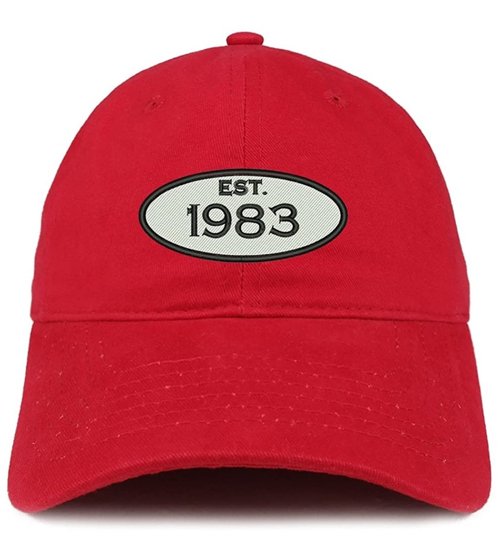 Baseball Caps Established 1983 Embroidered 37th Birthday Gift Soft Crown Cotton Cap - Red - C9182KOLX88 $20.57