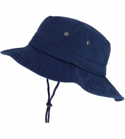 Bucket Hats XXL Oversize Large Brim 100% Cotton Outdoor Boonie Hat - Navy - CP18NWS0L6N $21.09
