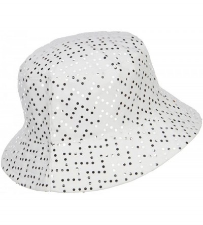 Bucket Hats Ladies Bling Disk Bucket Hat - White - C512ENS0RFJ $26.53