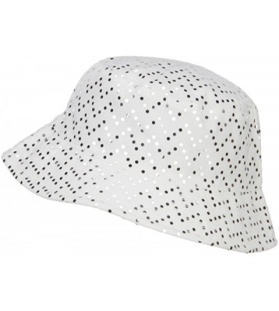 Bucket Hats Ladies Bling Disk Bucket Hat - White - C512ENS0RFJ $26.53