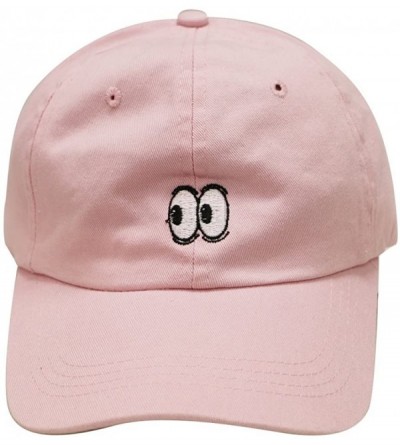 Baseball Caps Eyes Small Embroidery Cotton Baseball Cap - Pink - C912HVFX8U7 $10.74