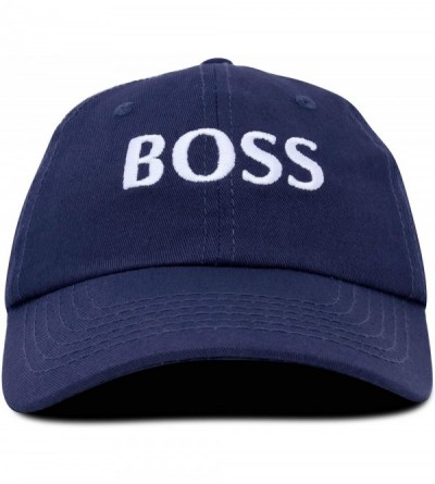 Baseball Caps BOSS Baseball Cap Dad Hat Mens Womens Adjustable - Navy Blue - CH18M9NQOU0 $11.83