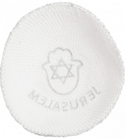 Skullies & Beanies Star of David Jewish KippahHatFor Men & Kids with Clip Beautifully Knitted - Silver - CO1880CE6A7 $9.71