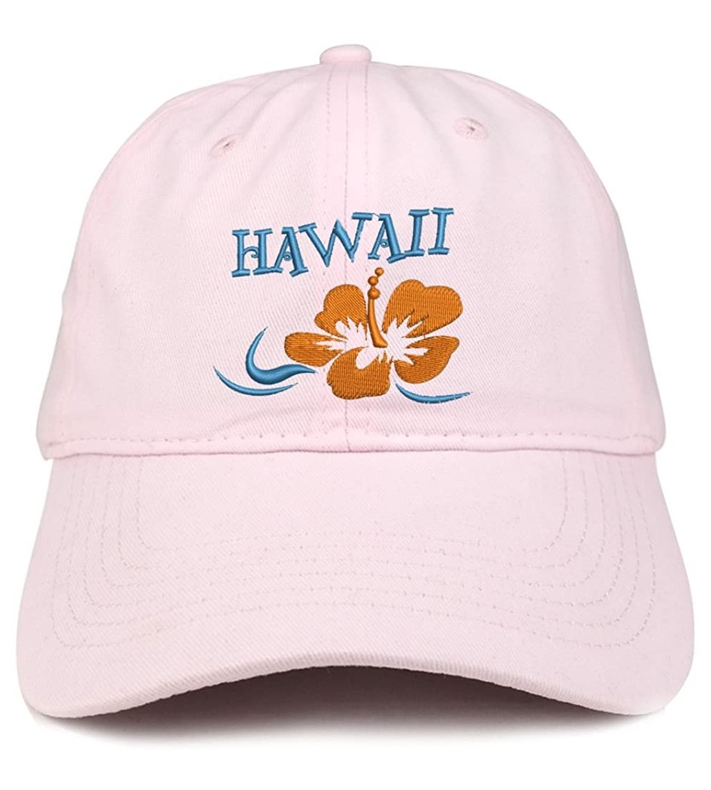 Baseball Caps Hawaii and Hibiscus Embroidered Brushed Cotton Dad Hat Ball Cap - Light Pink - C0180D83M2X $17.48
