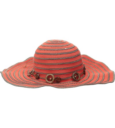 Sun Hats Women's 4-inch Brim Ribbon Sun Hat with Bead Trim - Cayenne - CT126AORCTH $18.20