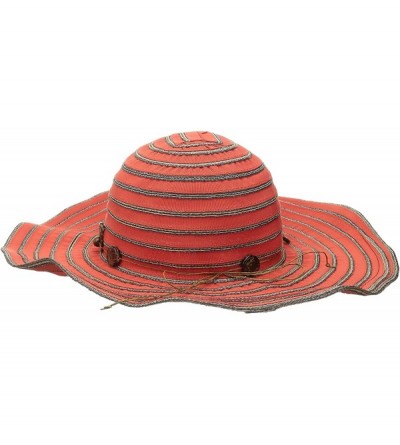 Sun Hats Women's 4-inch Brim Ribbon Sun Hat with Bead Trim - Cayenne - CT126AORCTH $18.20