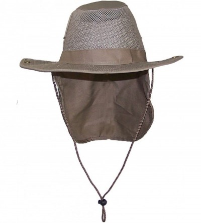 Sun Hats Summer Wide Brim Mesh Safari/Outback W/Neck Flap & Snap Up Sides - Tan - CS11YD0DMA9 $17.54