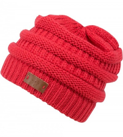 Skullies & Beanies Beehive Cable Knit Modern Beanie - Coral - CT11Q18CZOV $21.16