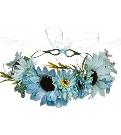 Headbands Womens Flower Crown Girls Daisy Floral Rose Garland Sunflower Headband - B1-blue - C418R3R9LOZ $10.72
