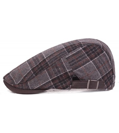 Newsboy Caps Mens Adjustable Plaid Wool Flat Ivy Newsboy Cabbie Gatsby Golf Hat Cap - 1coffee - CE185GQS0US $13.01
