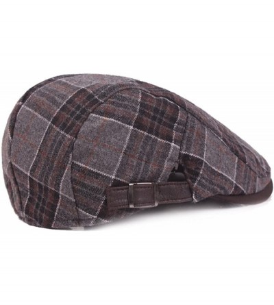 Newsboy Caps Mens Adjustable Plaid Wool Flat Ivy Newsboy Cabbie Gatsby Golf Hat Cap - 1coffee - CE185GQS0US $13.01