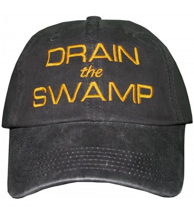 Baseball Caps Drain The Swamp Hat Trump Cap - Distressed Black/Gold Embr. - C312O9TYO92 $15.90