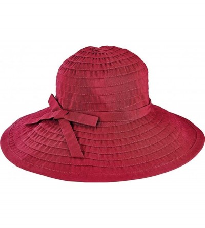 Sun Hats Women's Ribbon Large Brim Hat - Wine - C312O1J6MWB $31.41