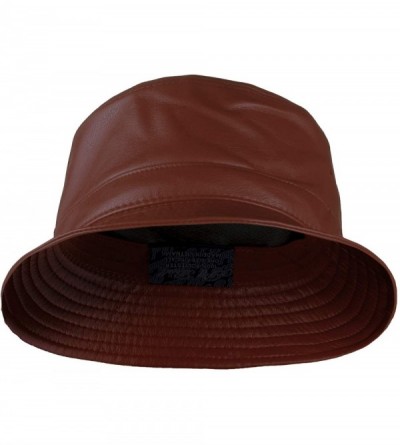 Bucket Hats Fashion Bucket Hat Cap Headwear - Many Prints - Faux Leather Brown - CY11TUVA20J $9.22