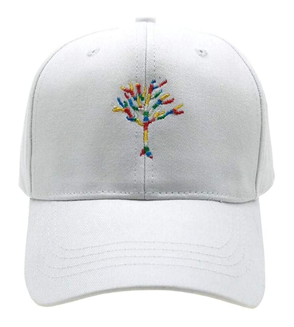 Baseball Caps Tree Embroidered Baseball Cap Adjustable Unisex Hat Snapback Hat Dad Hat - White 1 - CJ18XEOIODY $11.10