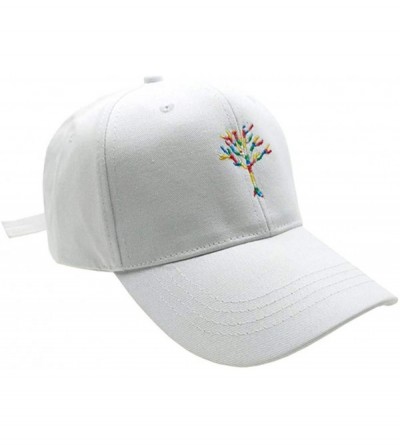 Baseball Caps Tree Embroidered Baseball Cap Adjustable Unisex Hat Snapback Hat Dad Hat - White 1 - CJ18XEOIODY $11.10