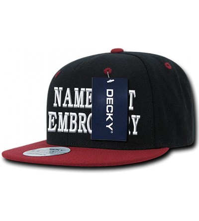 Baseball Caps Custom Embroidery Snapback Cap Personalized Name Text Flat Bill Black Tone Hat - Black / Burgundy - CZ180UN8MGX...