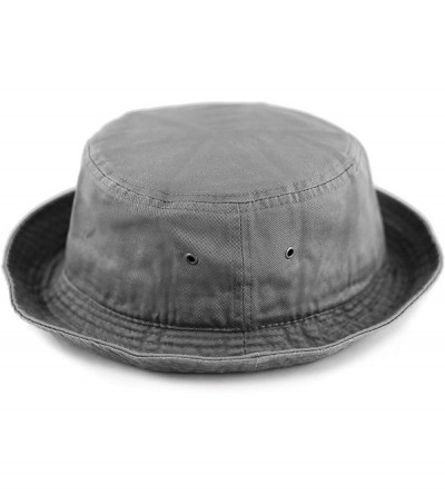 Bucket Hats Women's Low Profile Washed Cotton Bucket Hat Foldable Sun Buckets Cap - Dark Gray - CH18U2DXL0X $9.23
