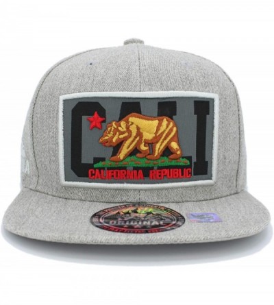 Baseball Caps Embroidered California Republic Bear in Square Patch Snapback Baseball Hat - Cali/Hgrey-hgrey - CB1939NQYUM $15.11